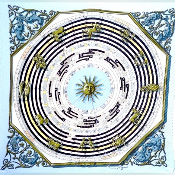 No Callouts Boxed Scarf Astrologie Plisse 90 Hermes - Picture 1 of 5
